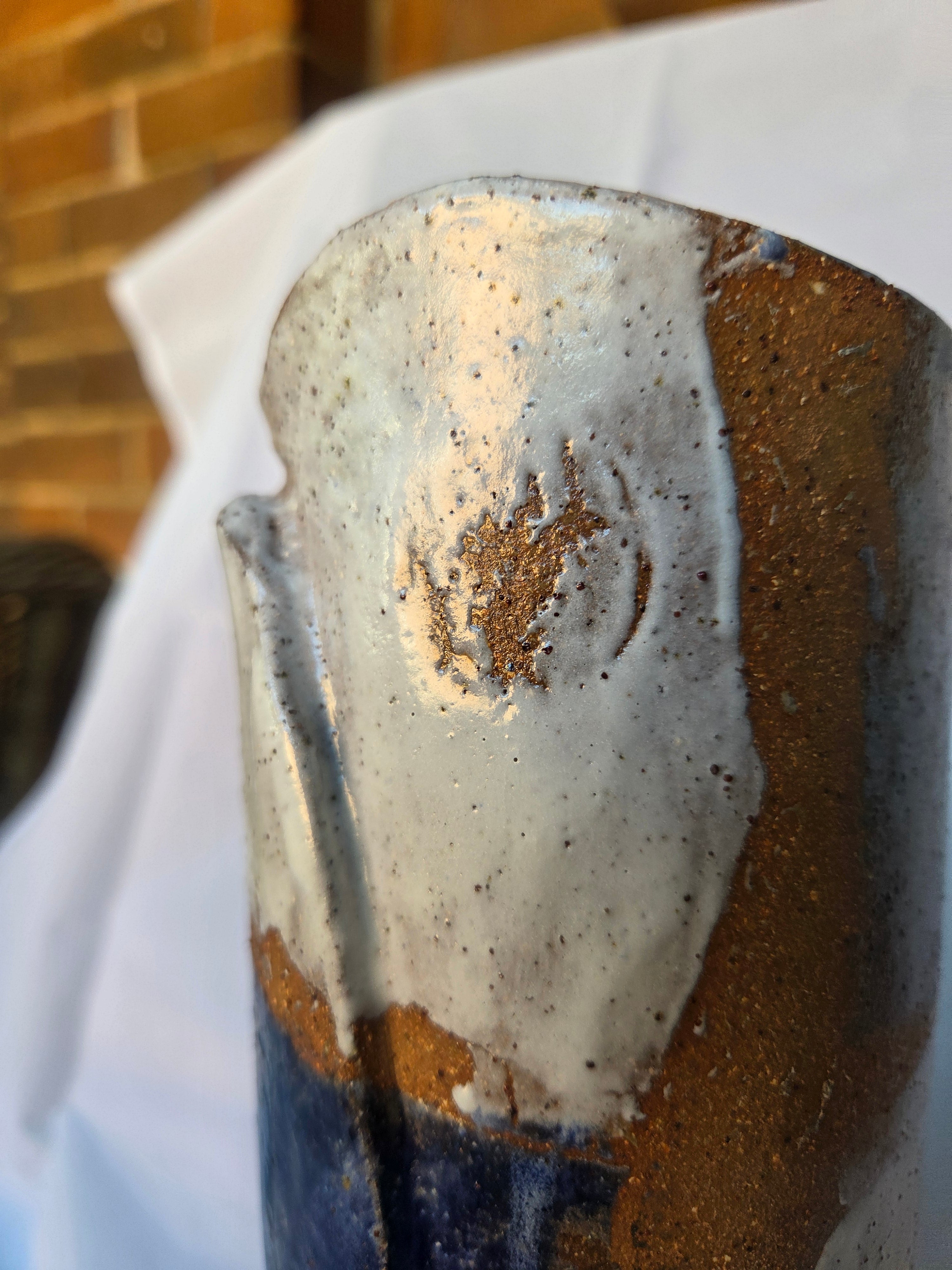 Tall cyclinder Vase - Earthenware hand built. 32cm tall  x 10cm