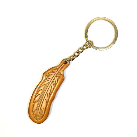 Feather leather keychain