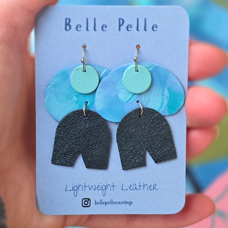 Alla Mano Leather Earrings - Seafoam