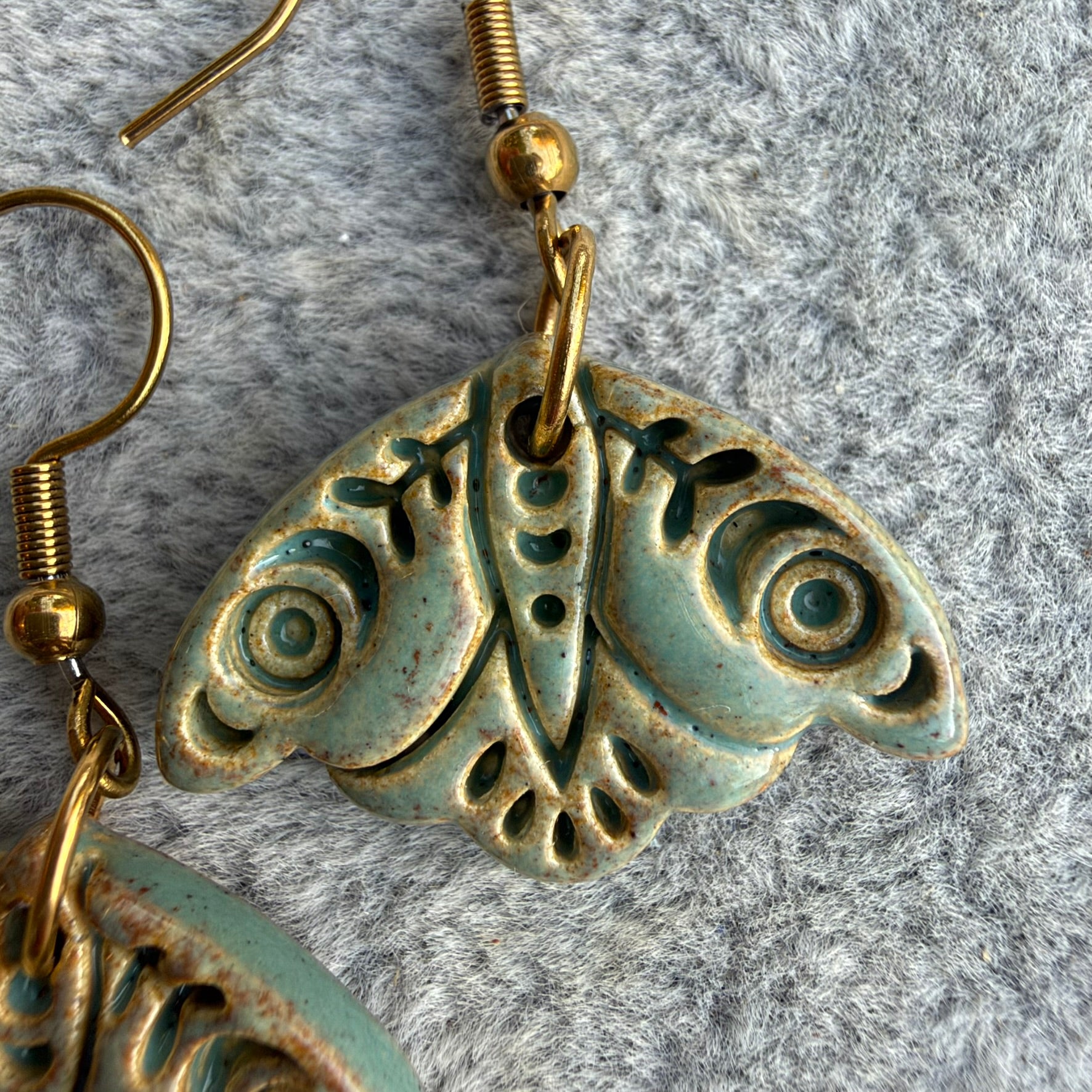 Earrings Bohemian Ceramic Moth Dangles