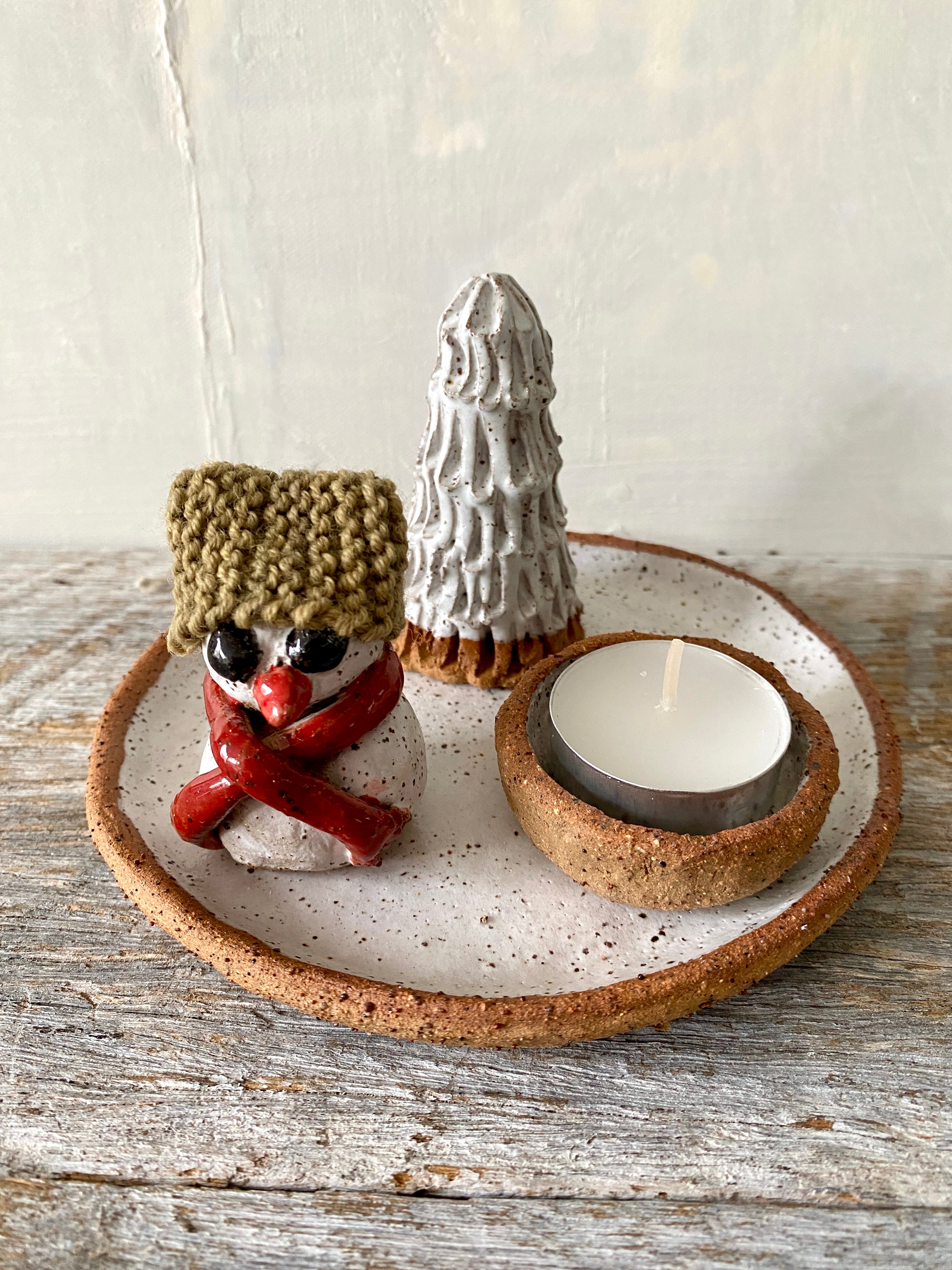 A Magic Christmas Set with Snowman, Tree & Candle