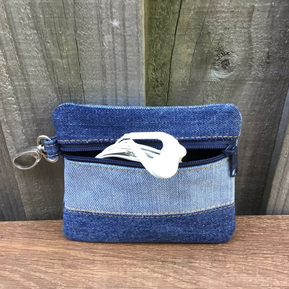 Upcycled denim Earbud pouch
