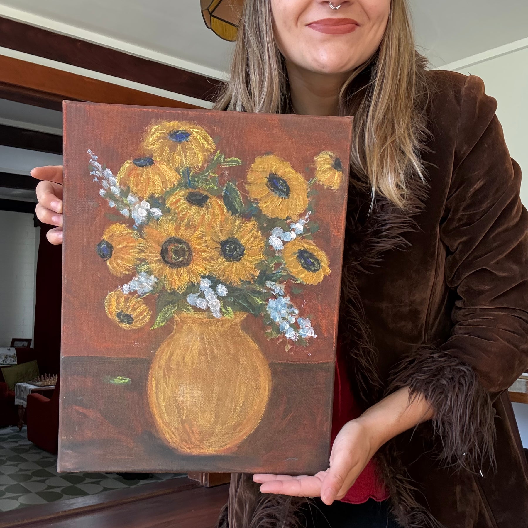 Original sunflower painting on canvas