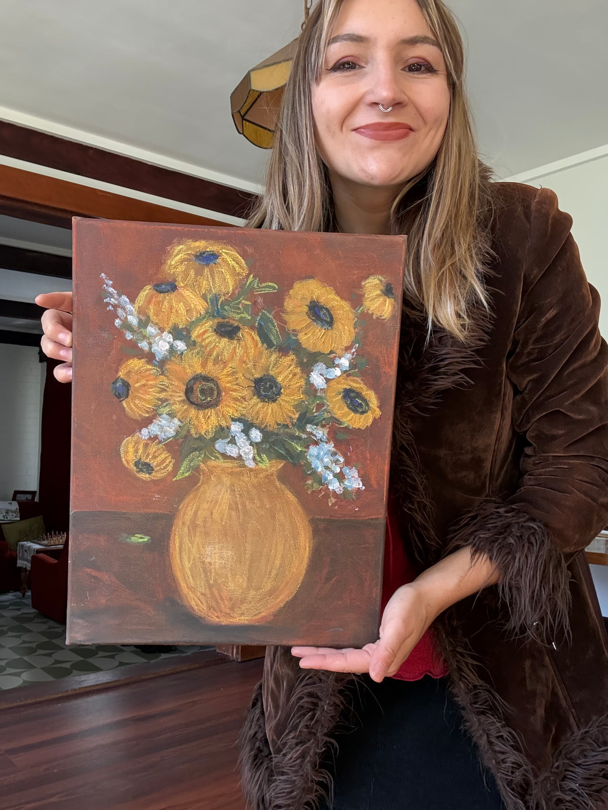 Original sunflower painting on canvas