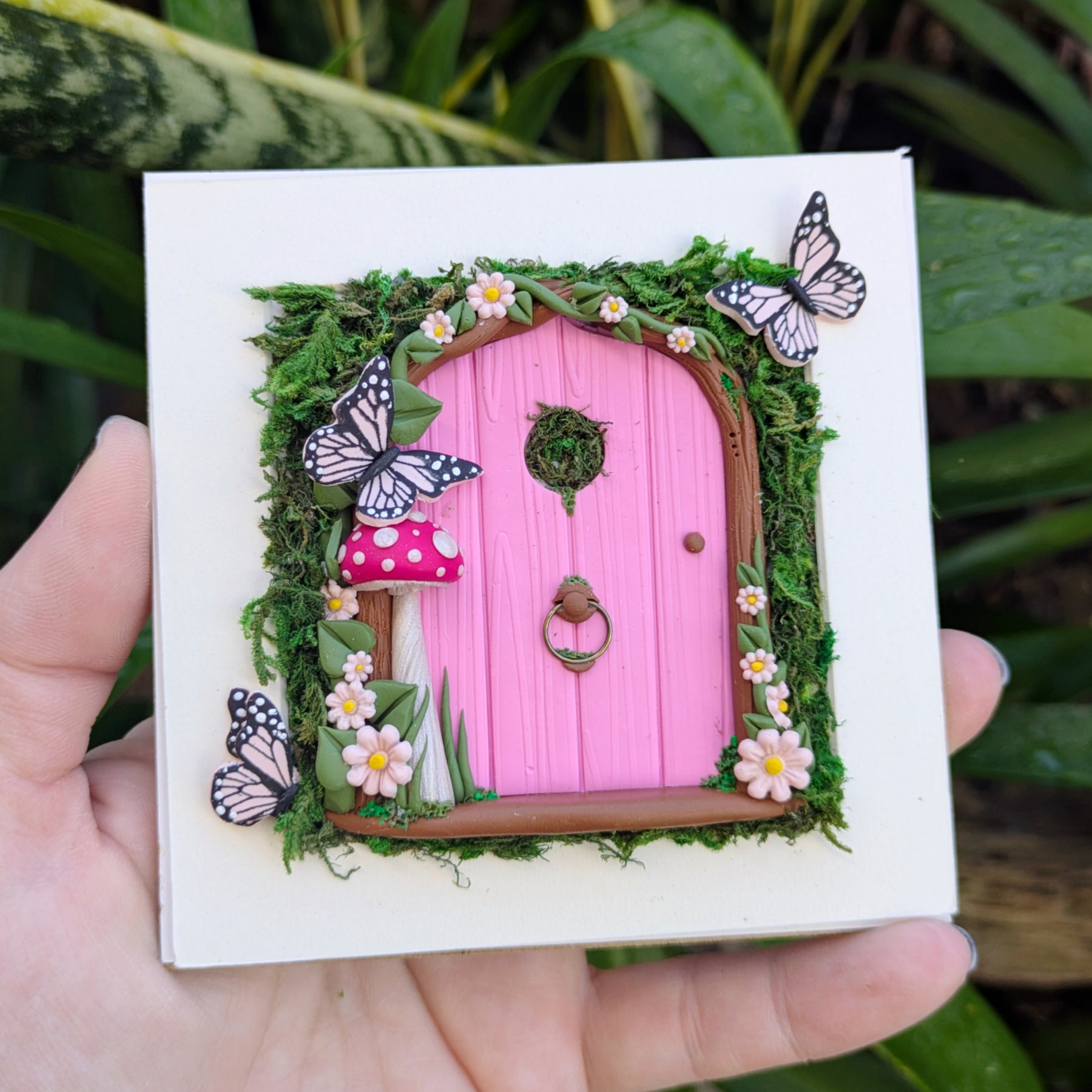 Pink Butterfly Fairy Door Shadow Box