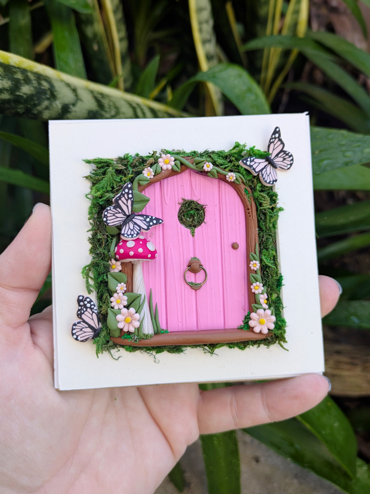 Pink Butterfly Fairy Door Shadow Box