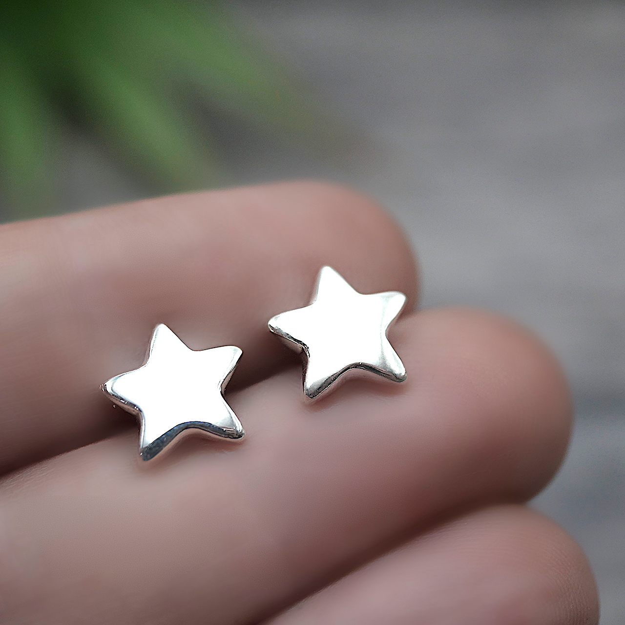Star Studs - Handmade Sterling Silver Studs by Purplefish Designs