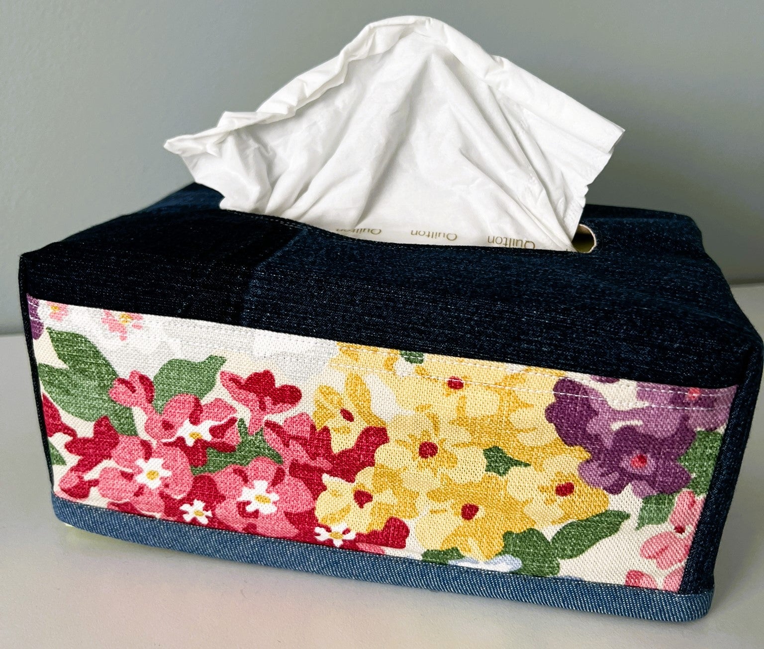 Upcycled Denim & Linen Tissue Box Cover