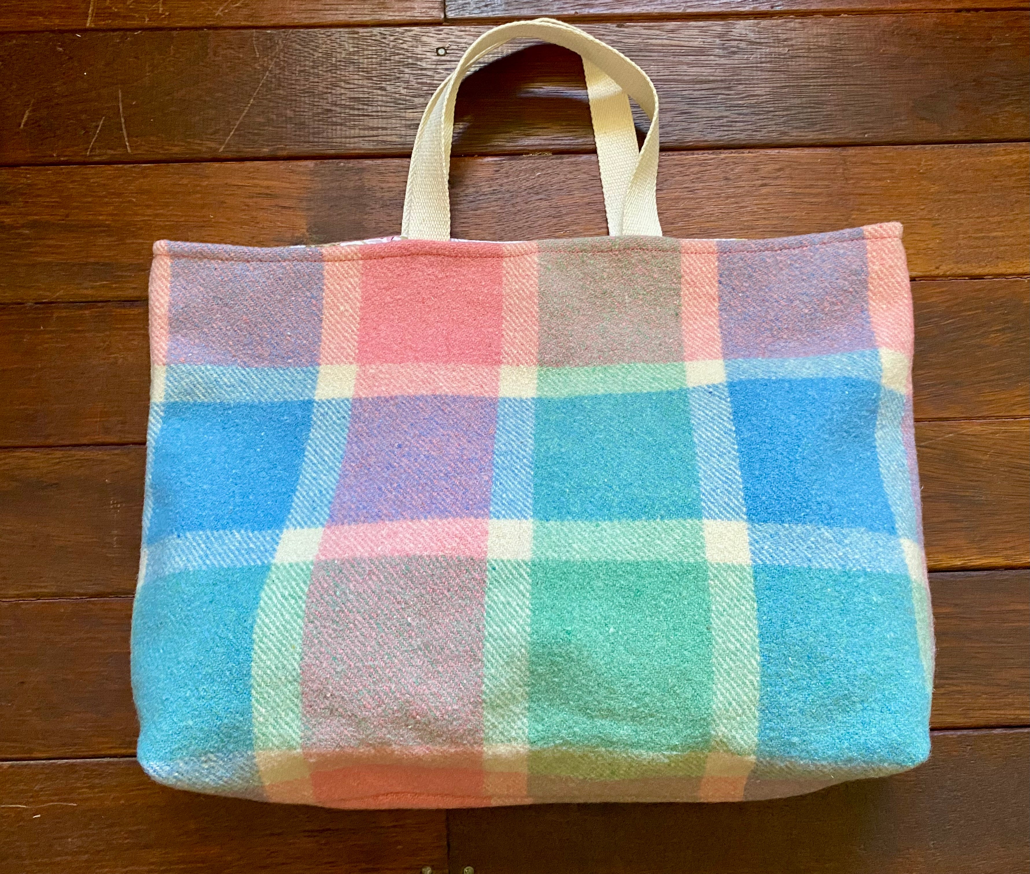 Upcycled Woollen Blanket - Market Tote - Multi