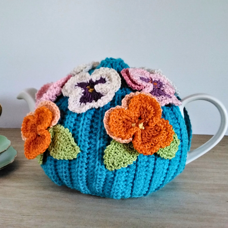 Bright Blue Pansy Medium Teacosy