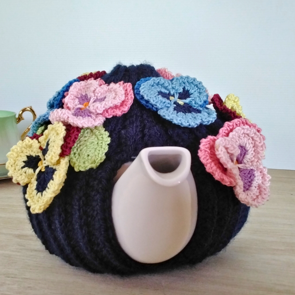 Dark Blue Pansy Medium Teacosy