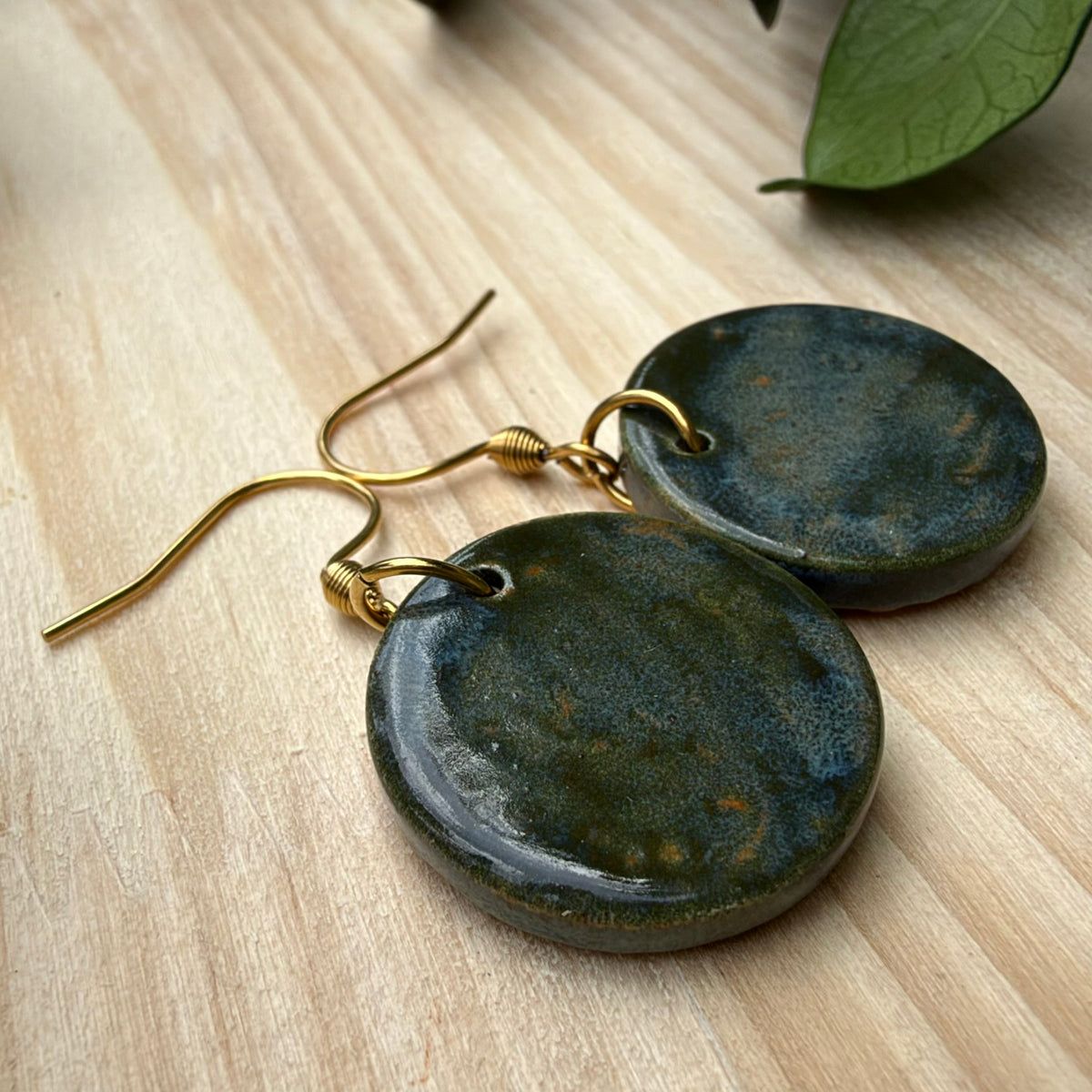 Ceramic Bee Earrings Gold Circle - Lightweight