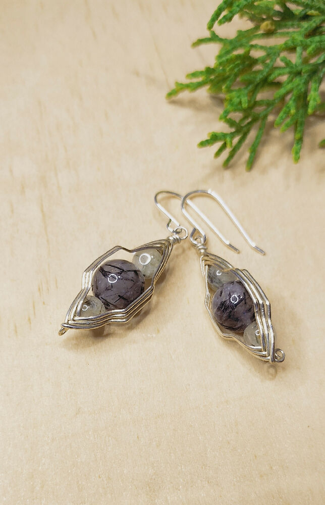 Tourmalinated Quartz Sterling Silver Earrings