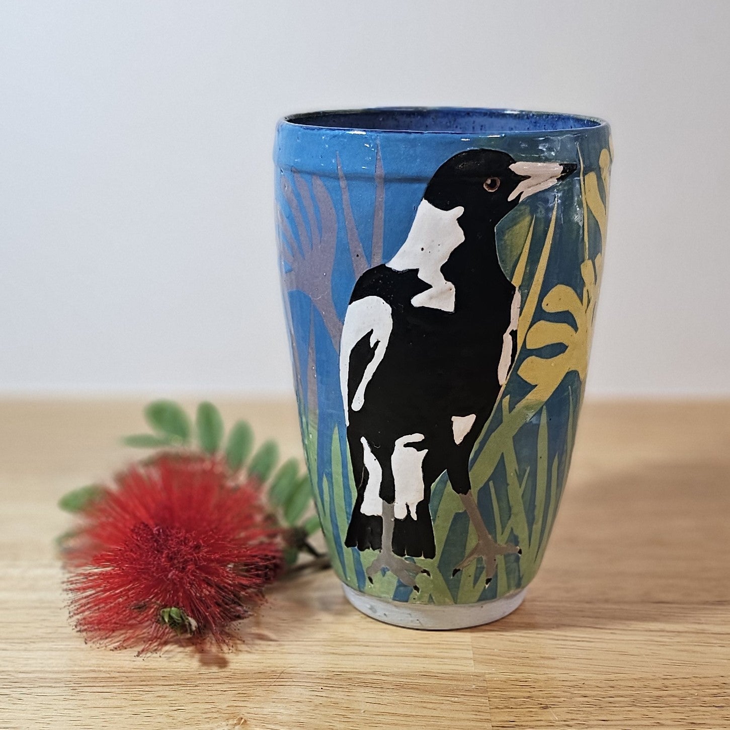 Magpie Vase (hand painted & decorated)