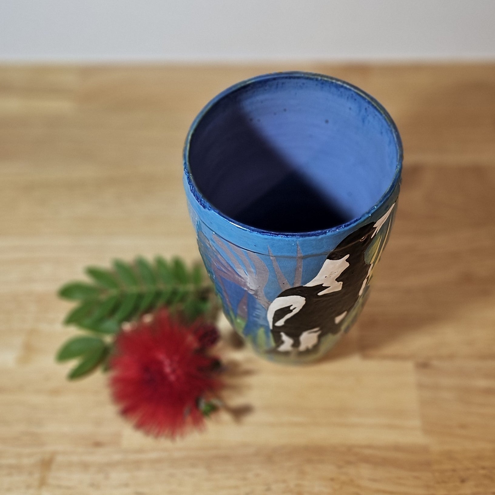 Magpie Vase (hand painted & decorated)