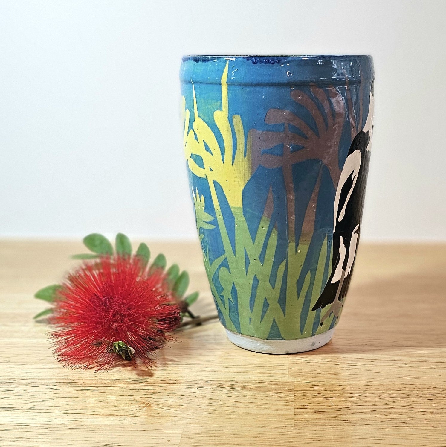 Magpie Vase (hand painted & decorated)