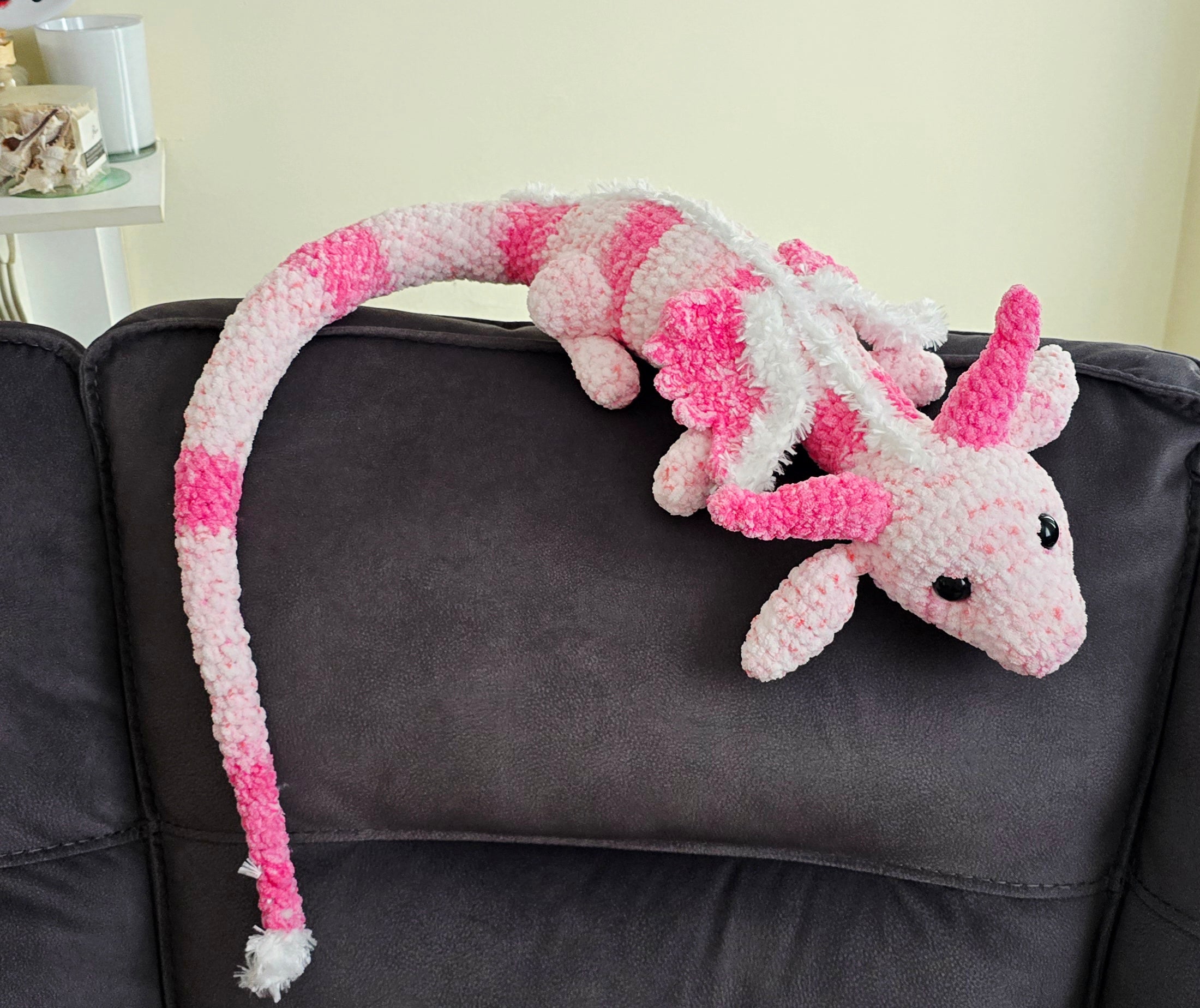 Pink Crochet Dragon - Extra Large