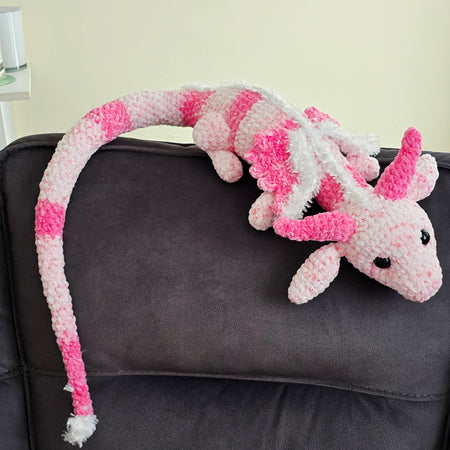 Pink Crochet Dragon - Extra Large
