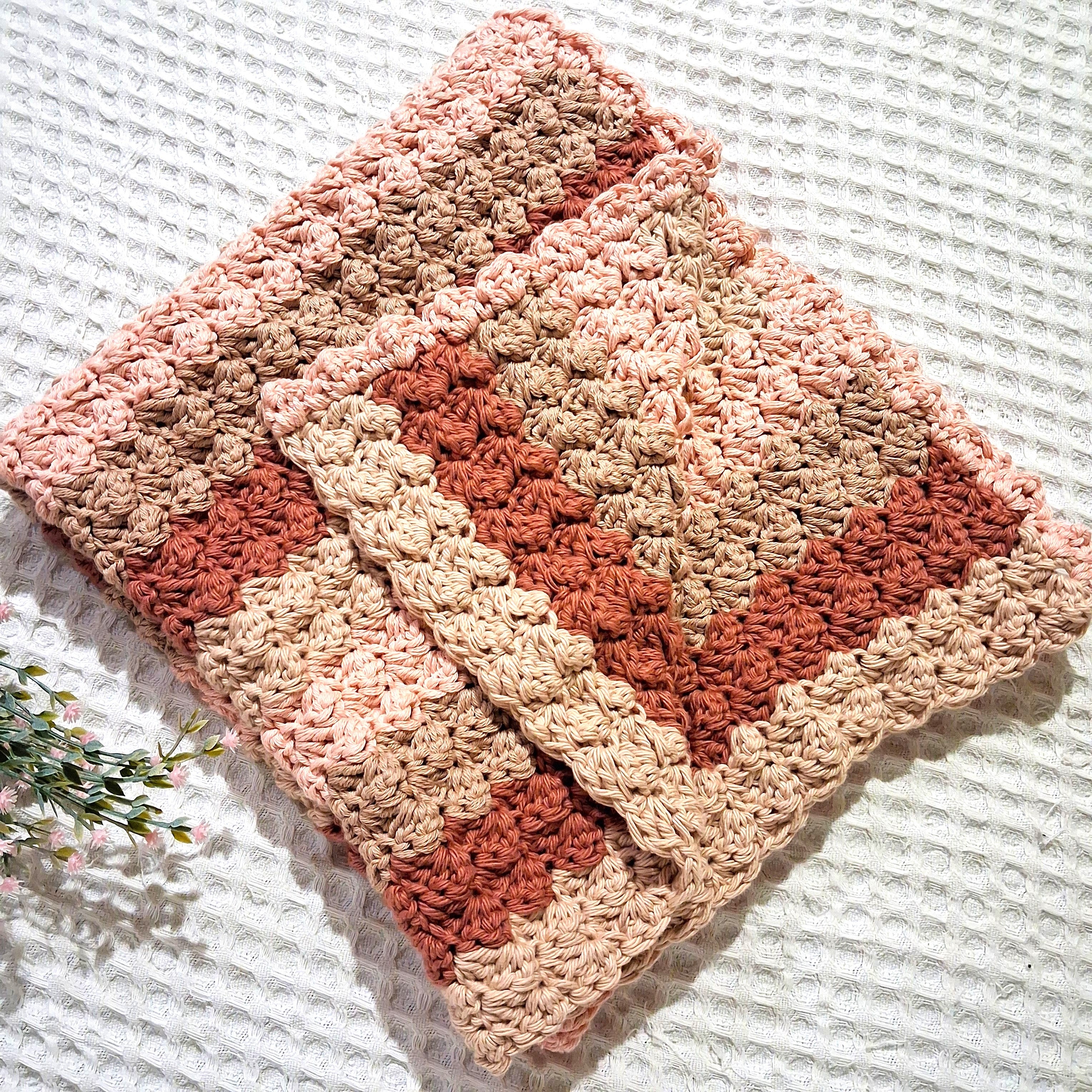 Handmade Crochet Pram Blanket - 100% Cotton