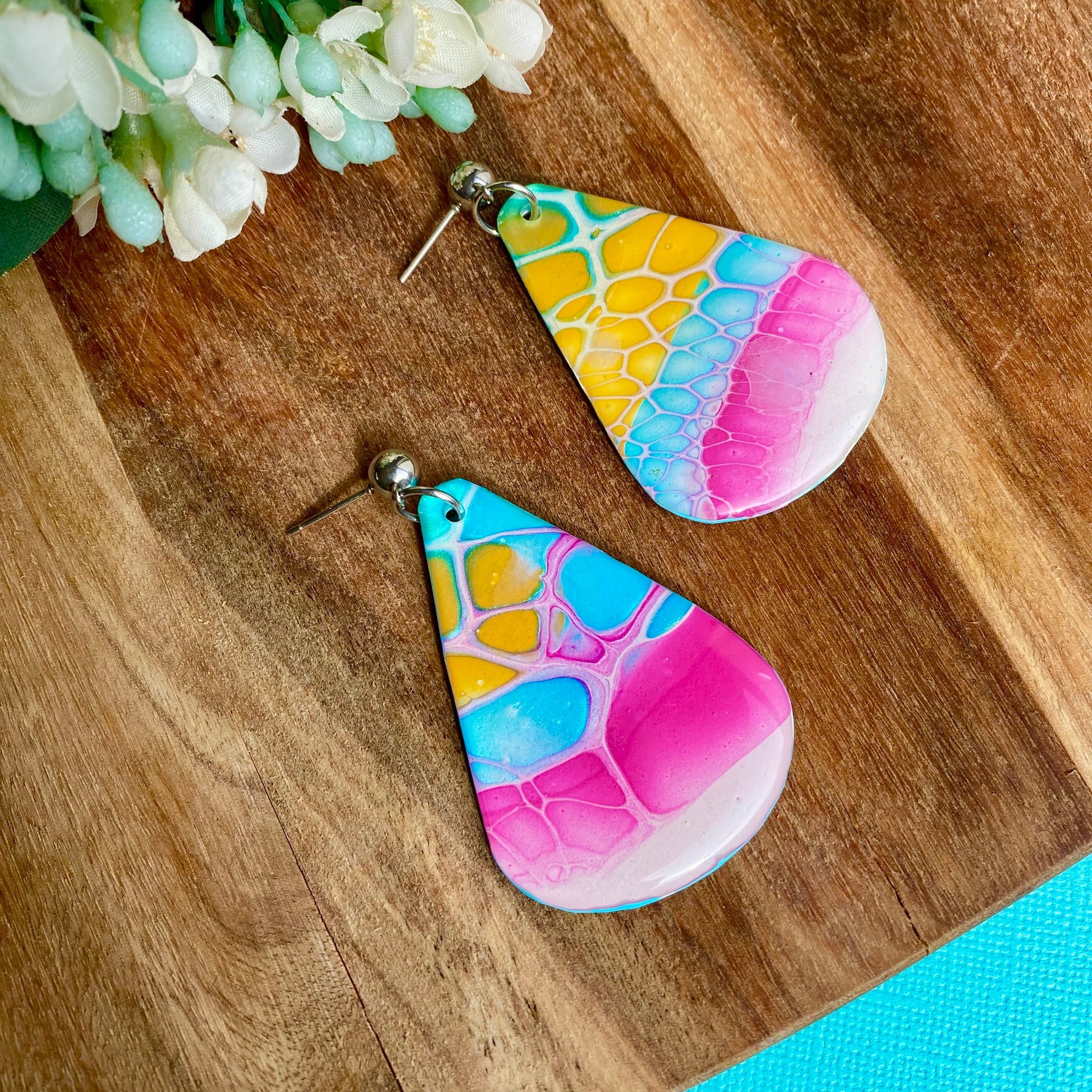 Hand Painted mismatched Dangle Earrings