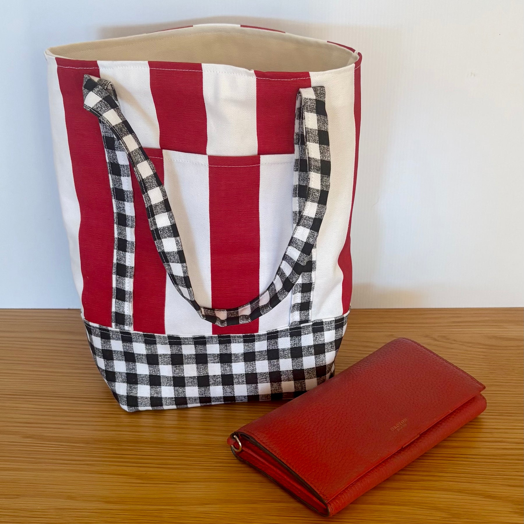 Red & White Striped Canvas Tote