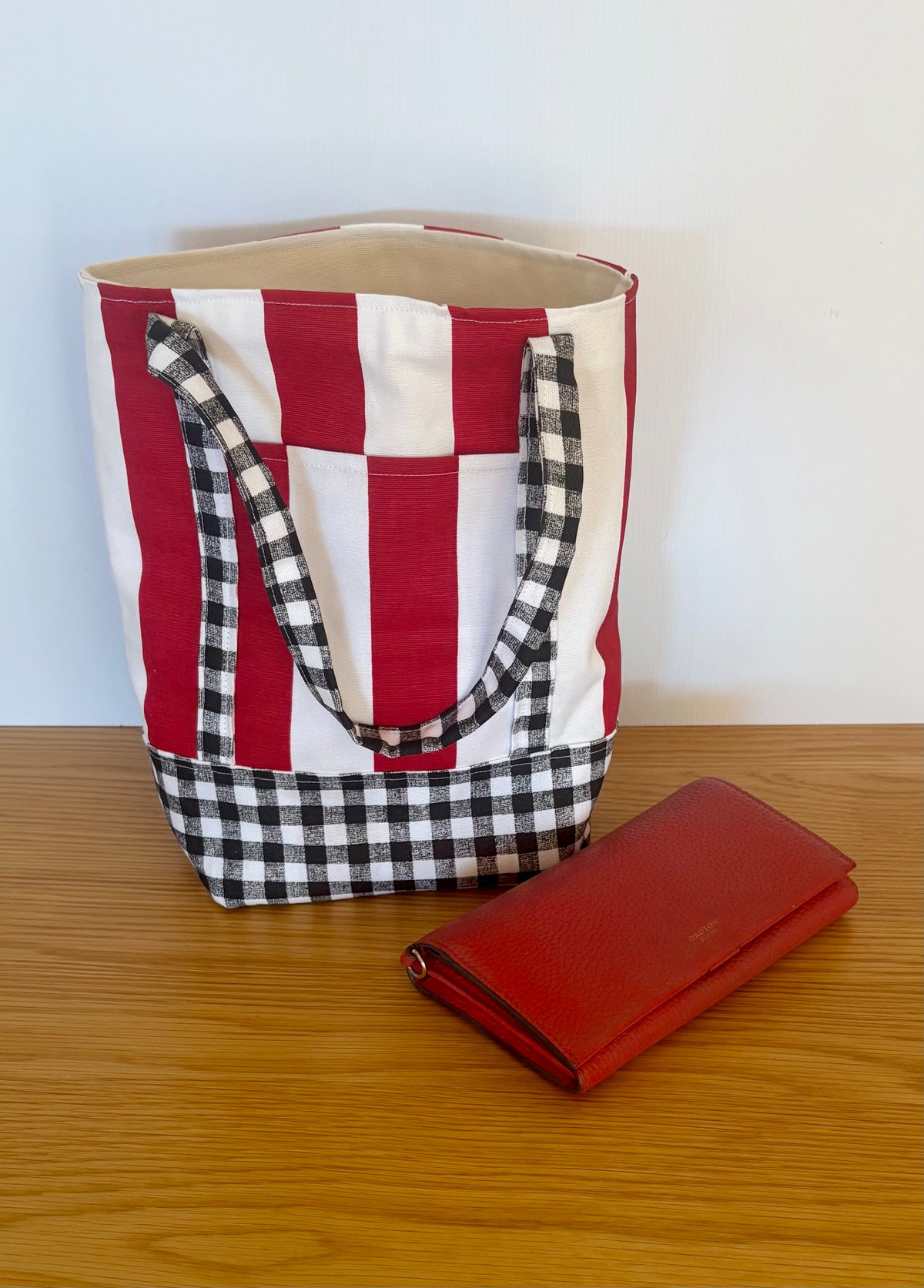 Red & White Striped Canvas Tote
