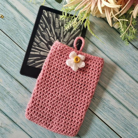 Crochet Kindle Sleeve | Dusty Pink