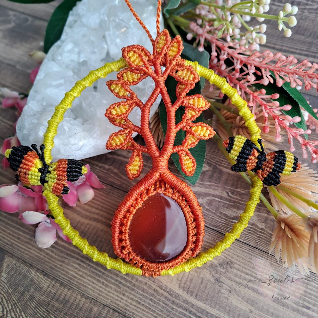 Carnelian Micro Macramé Tree Decor