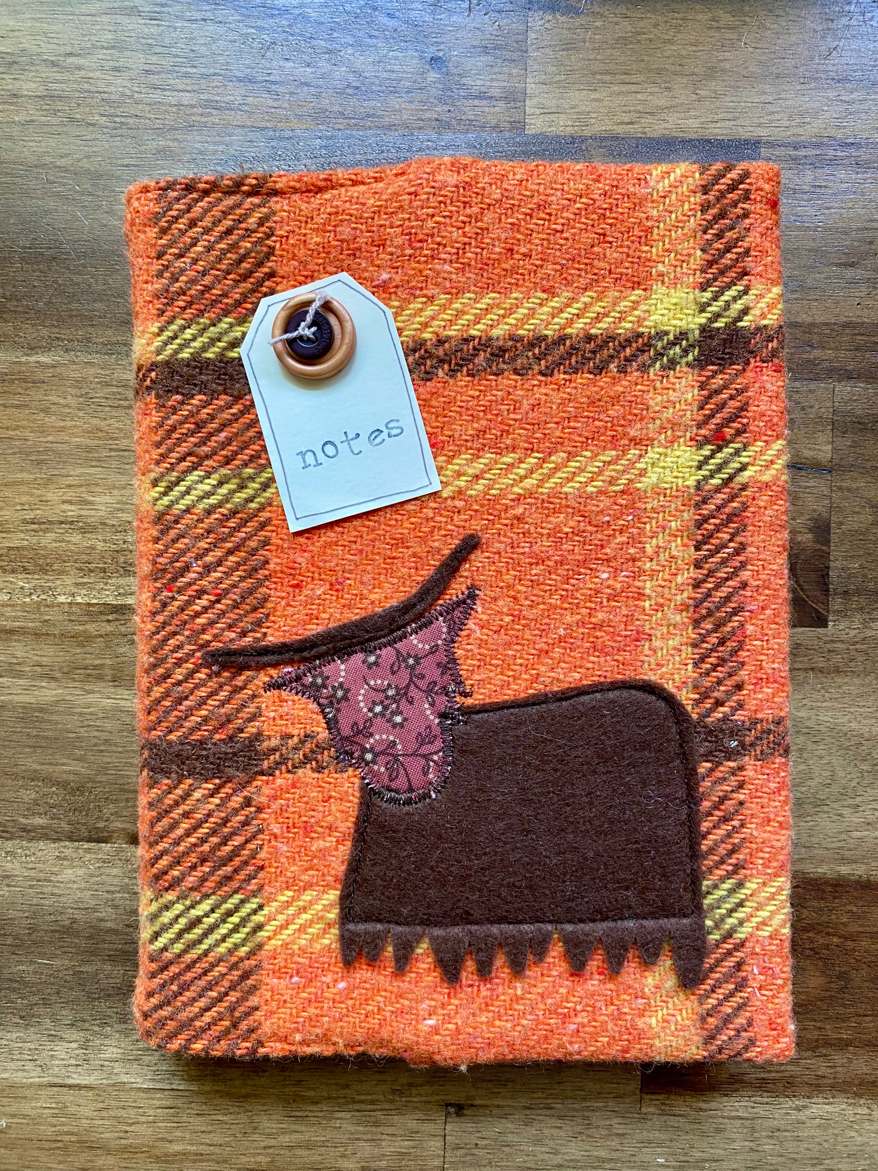 A5 Upcycled Notebook Highland Cow - Orange