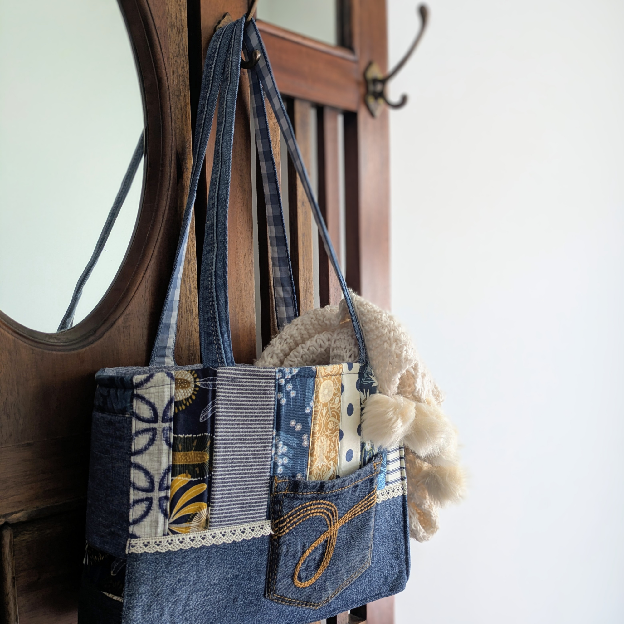Chubby Tote, Shoulder bag, Upcycled Denim