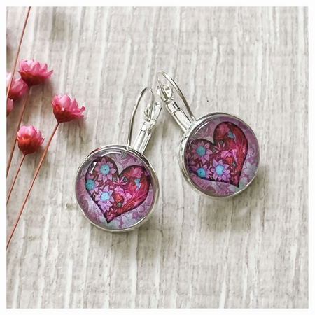 Pink Heart Earrings • Perfect Gift for Mum