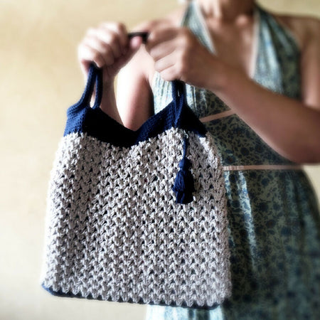 Tote Bag with Japanese Linen and a tassel