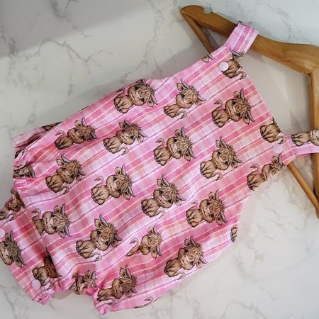 Pink Plaid Cow Romper Size 0