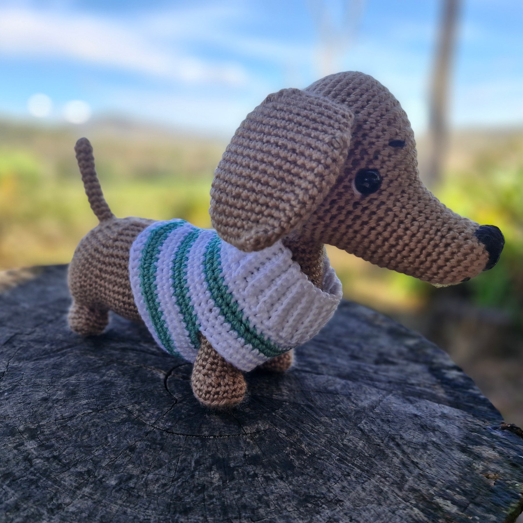 Hand crochet Light Brown Dachshund Dog (Sausage Dog)