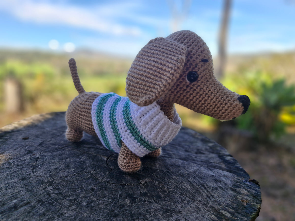Hand crochet Light Brown Dachshund Dog (Sausage Dog)