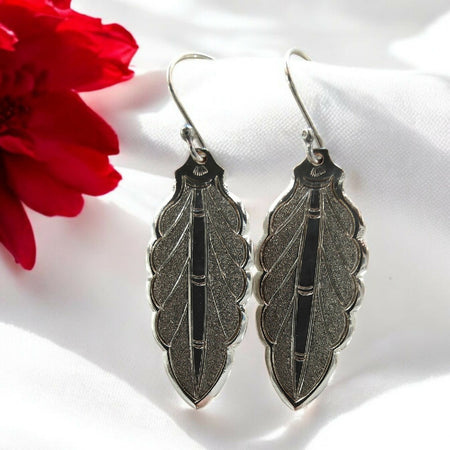 Vintage Sterling Silver Leaf spoon Handle Earrings