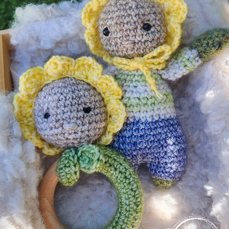 Crochet Flower Doll & Matching Rattle