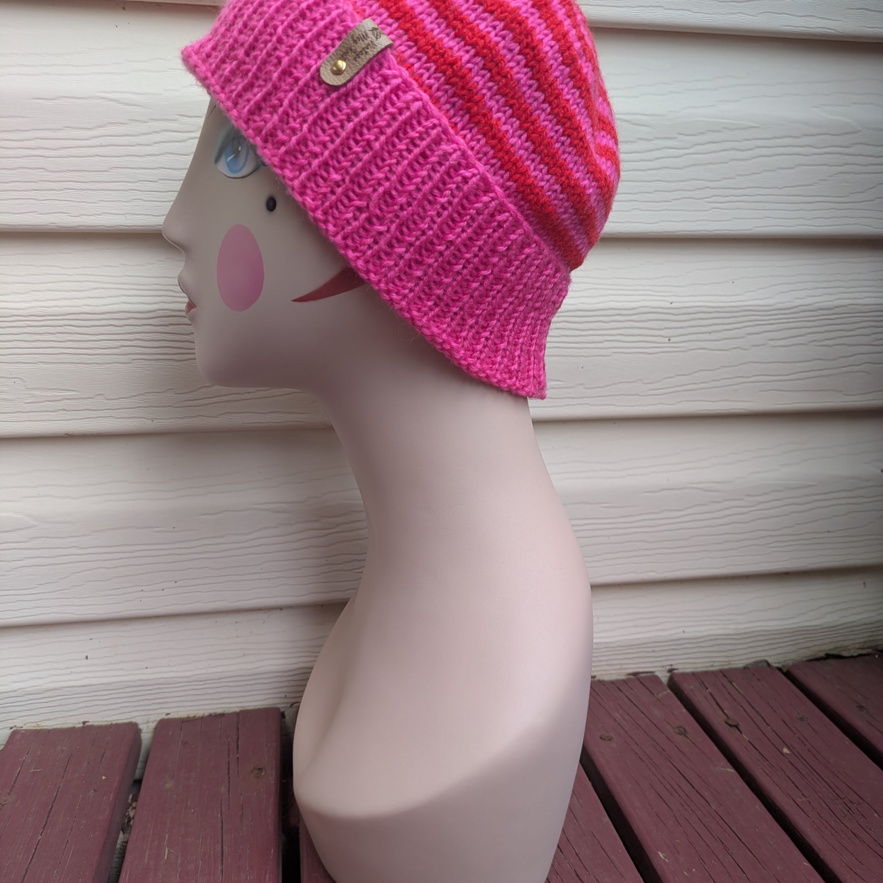 Pinky Swear Handknit Striped Retro Style Beanie