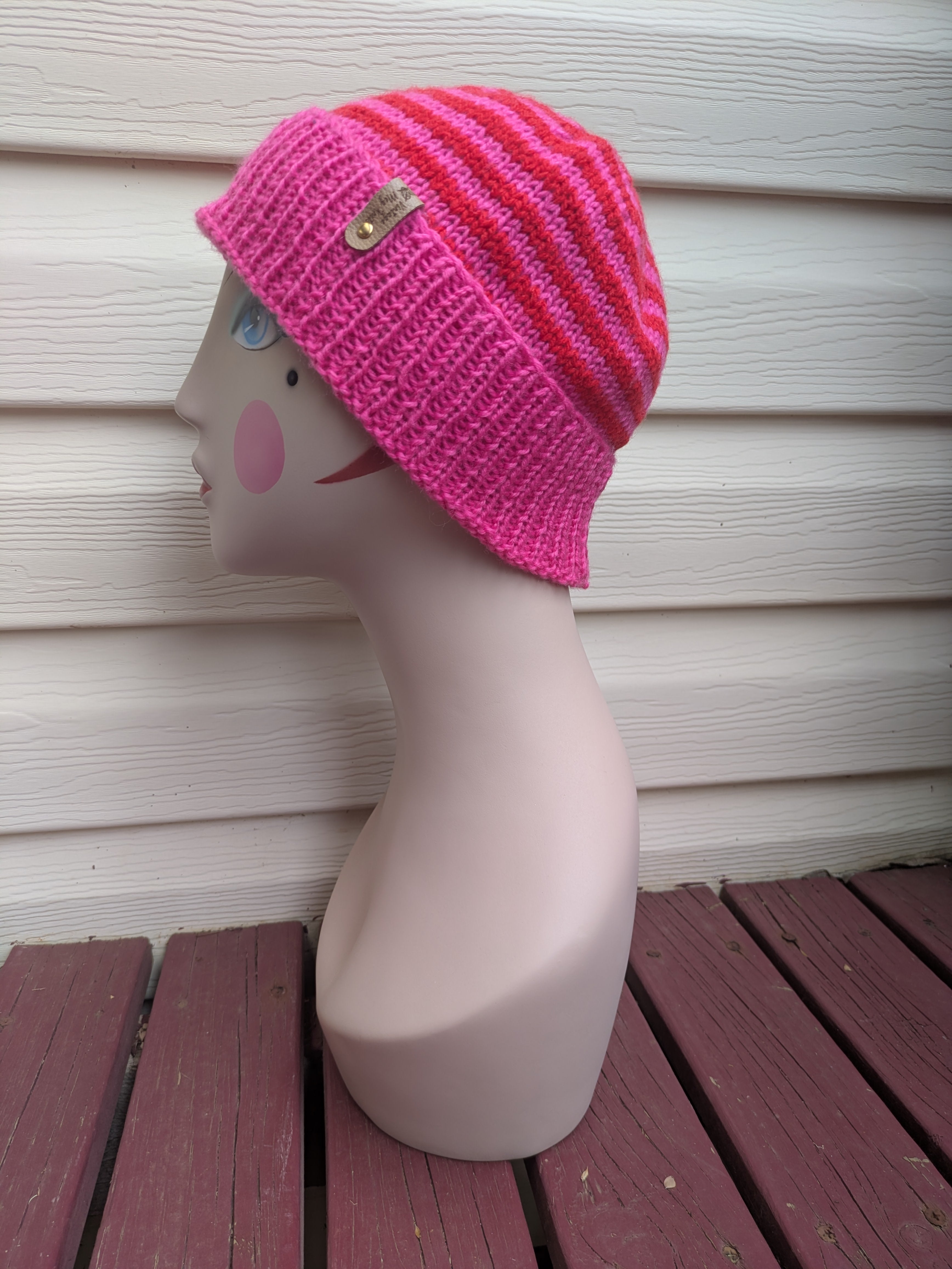 Pinky Swear Handknit Striped Retro Style Beanie