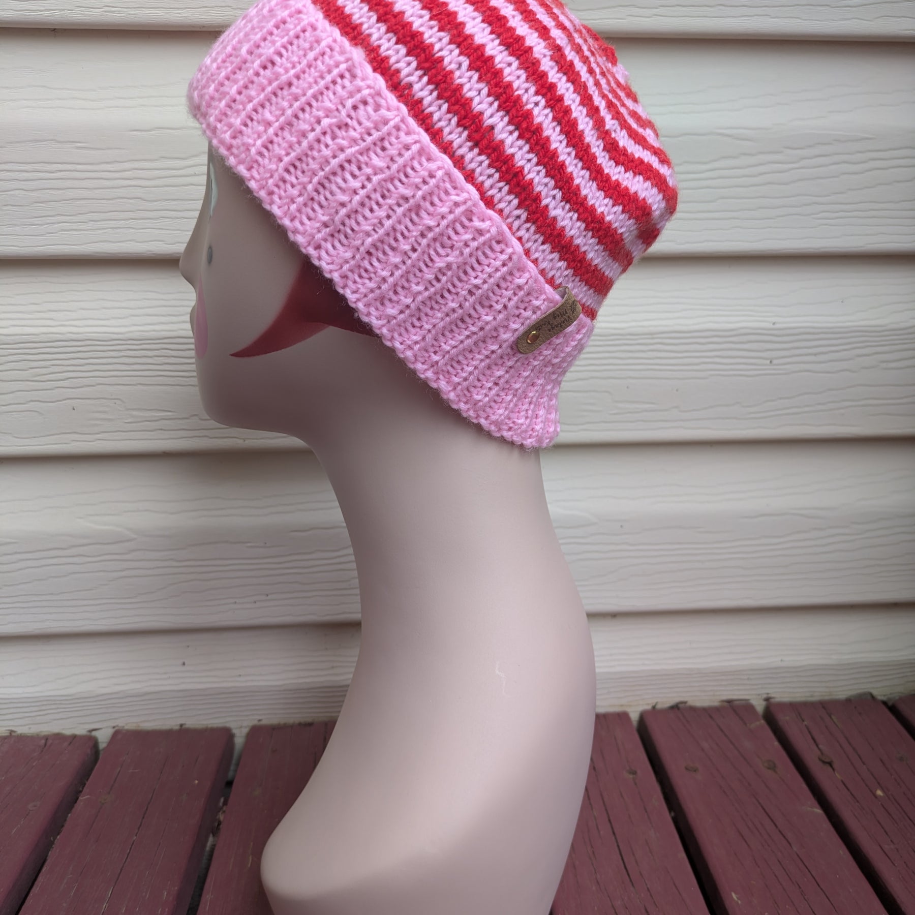 Pinky Swear Handknit Striped Retro Style Beanie