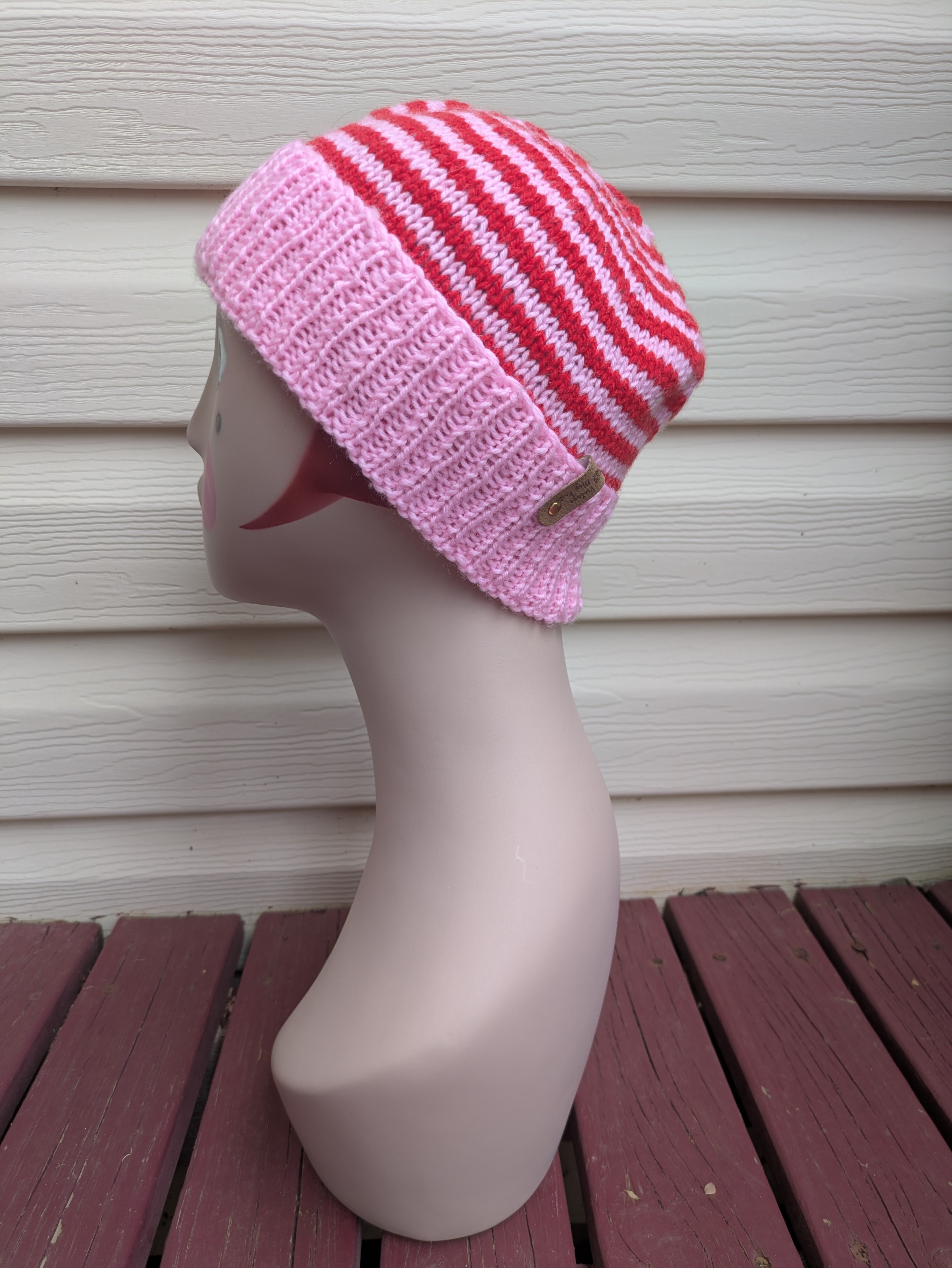 Pinky Swear Handknit Striped Retro Style Beanie