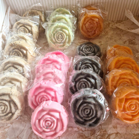 3 x Rose Shaped Scrub Soap Bars 75g
