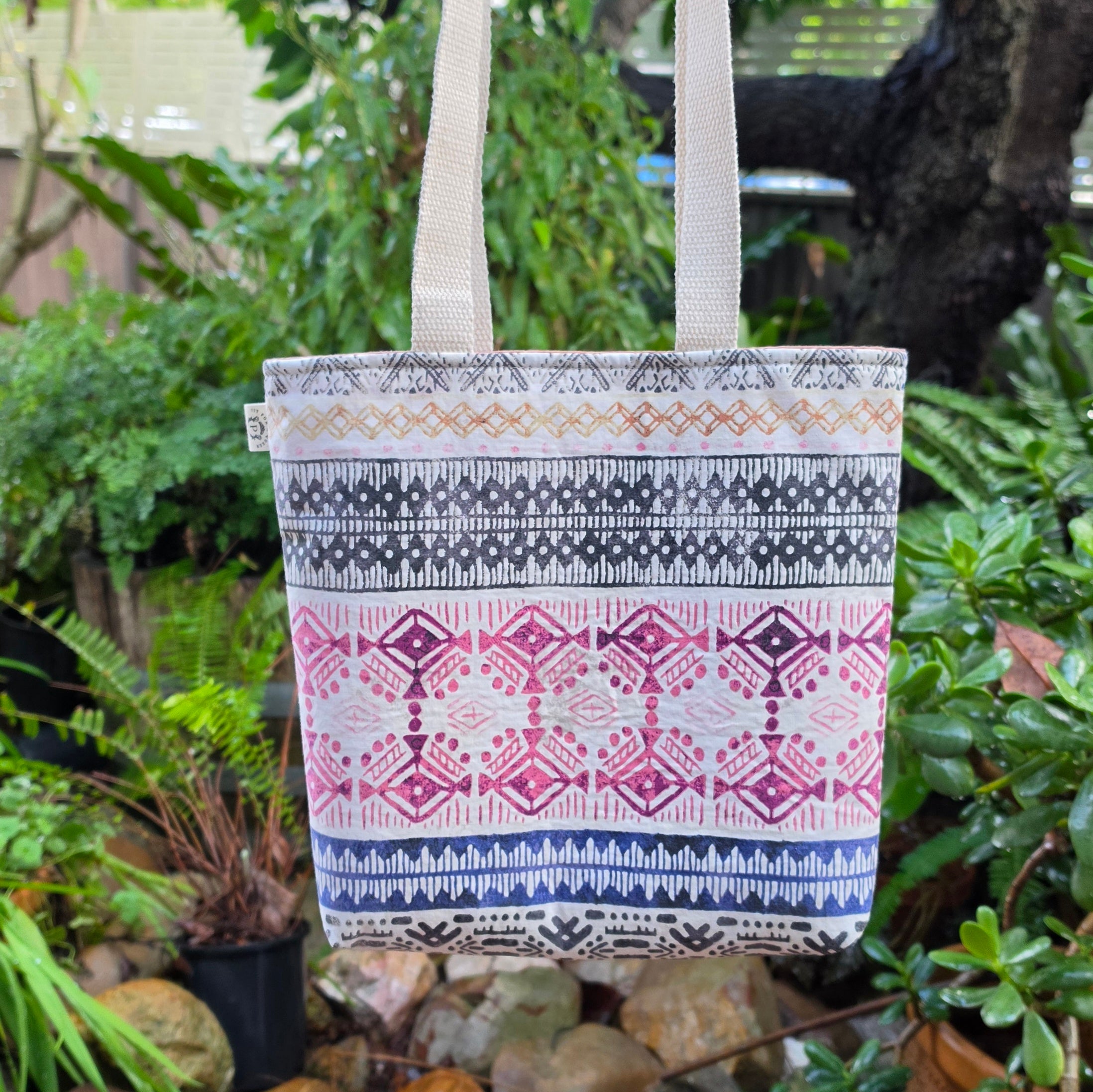 Small Upcycled Tote Bag Handmade from Thrifted Pillowcases