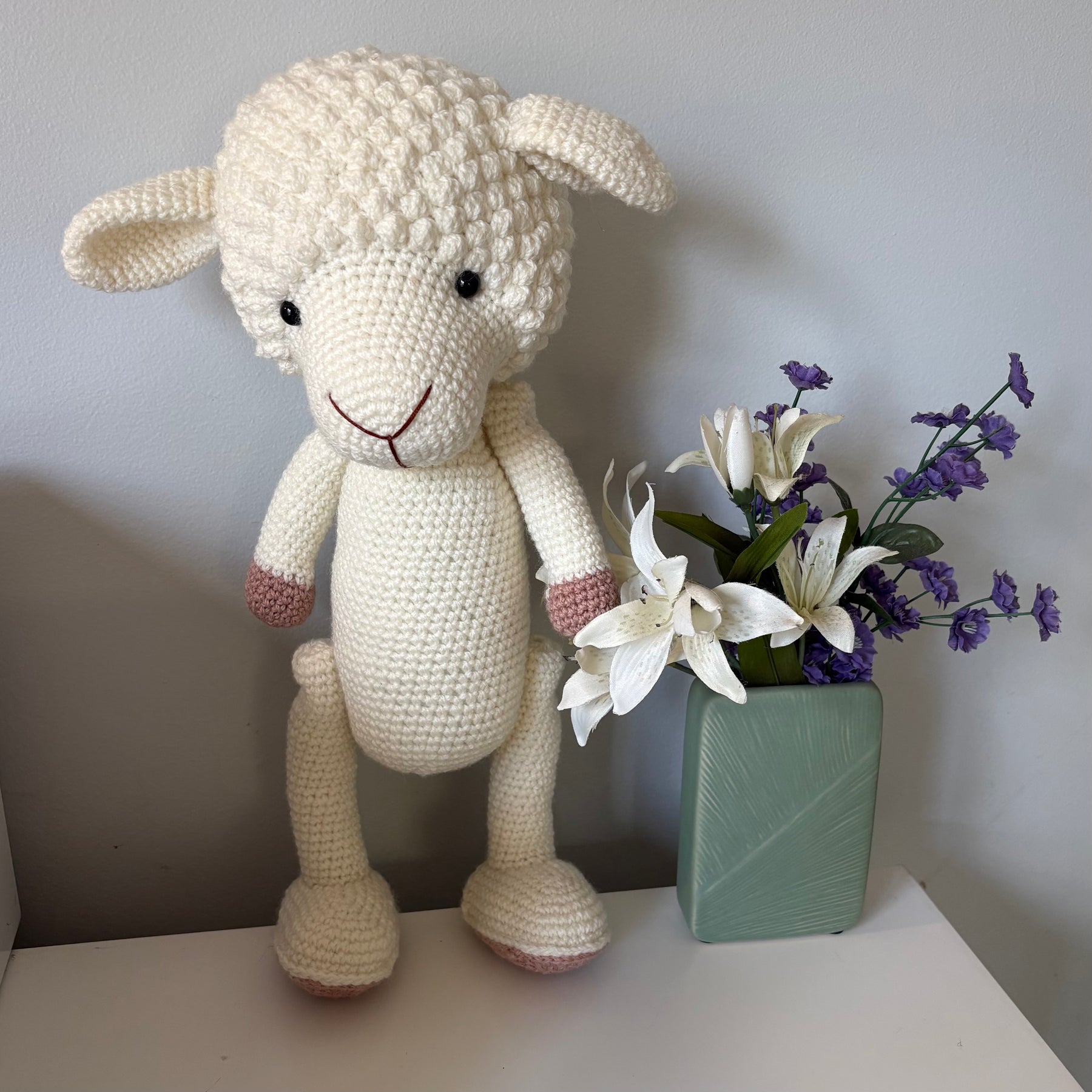Lamb in overalls and hat