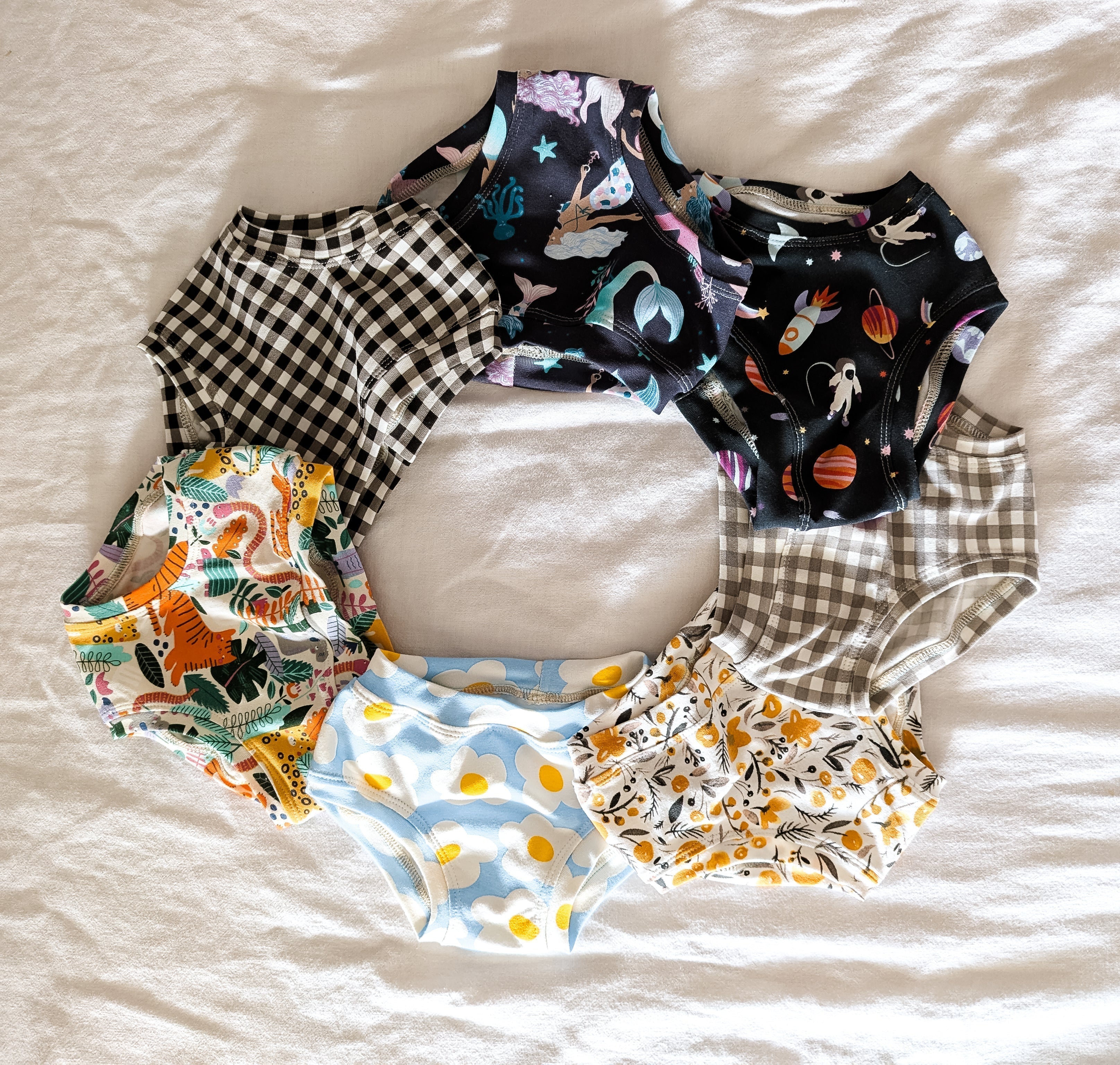 Astronauts in space organic underpants for kids sizes 1 to 12