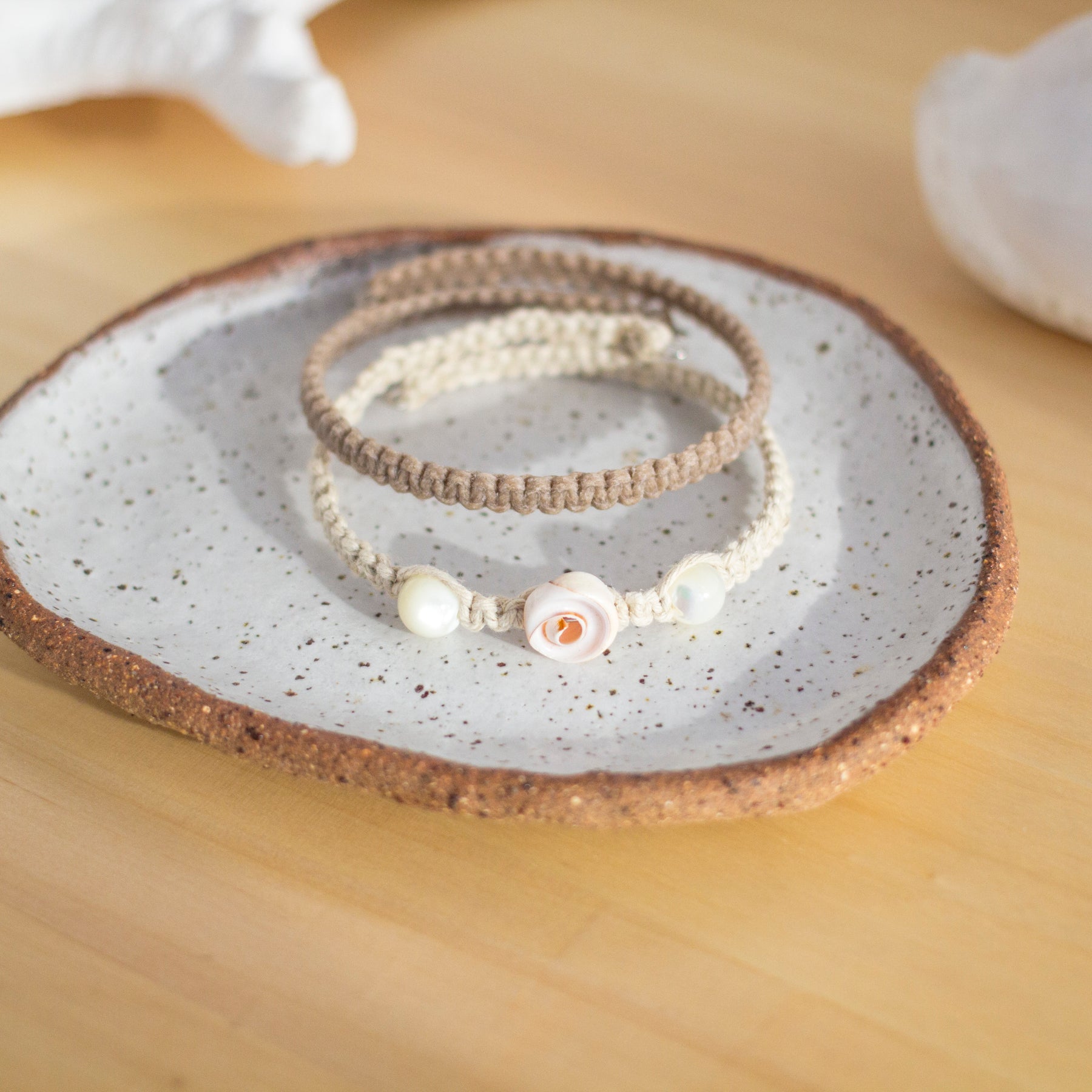 Shell and Mother of Pearl Macrame Wrap Bracelet | Cotton Cord Jewellery | Gift Set