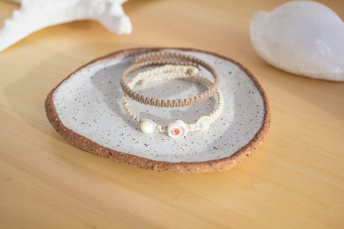 Shell and Mother of Pearl Macrame Wrap Bracelet | Cotton Cord Jewellery | Gift Set