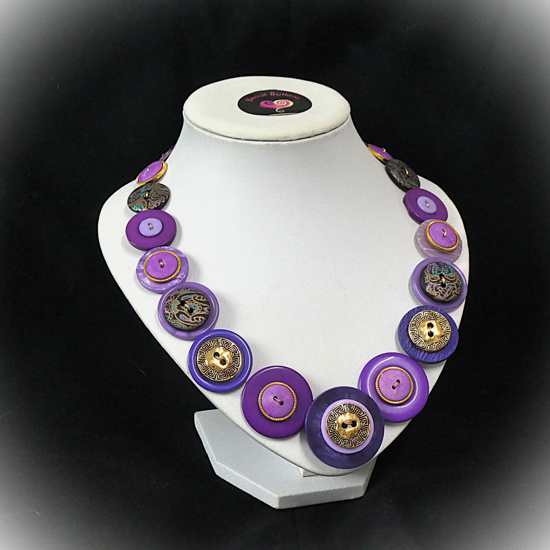 Button necklace - Royal Purple