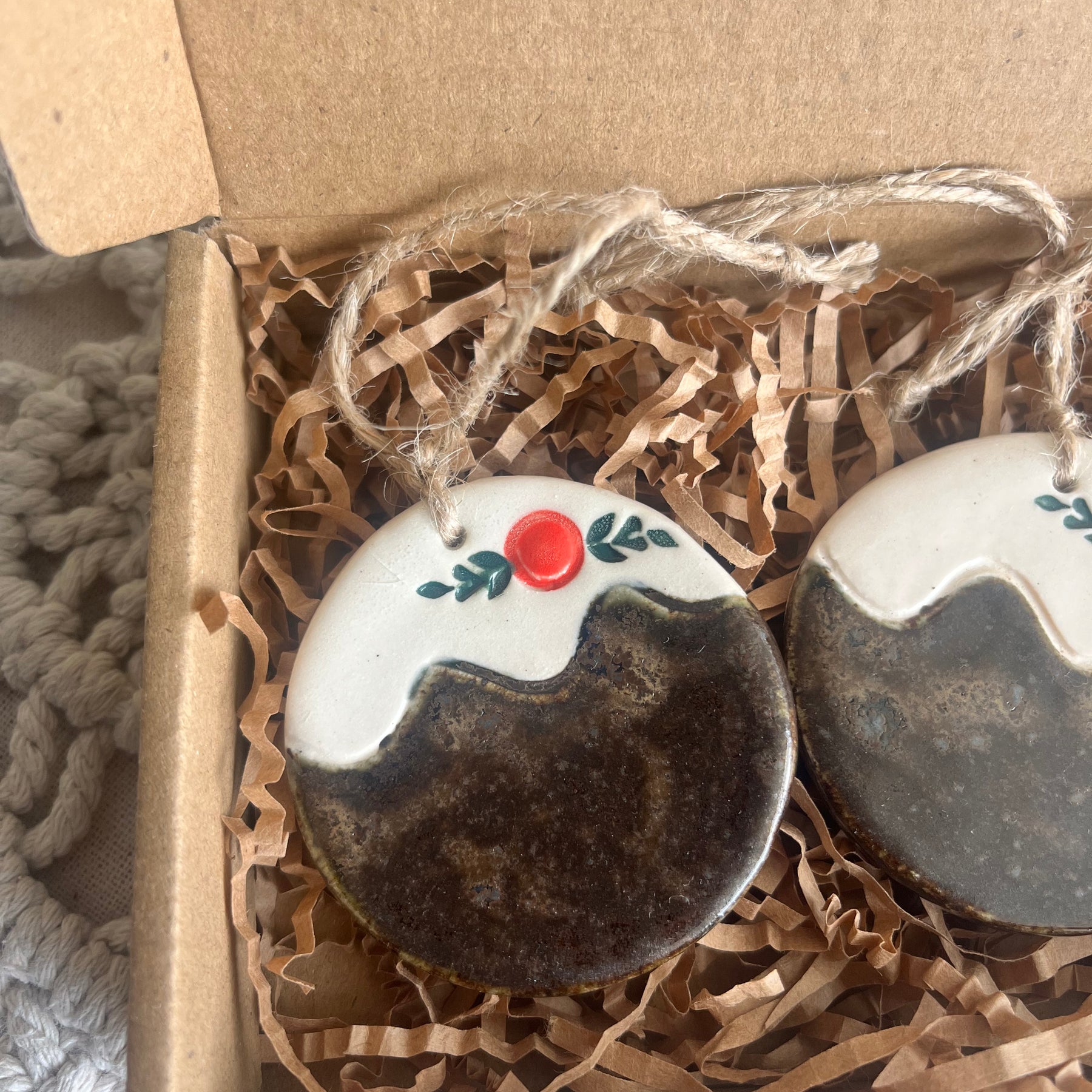 Christmas Pudding Ornaments - Set of 3
