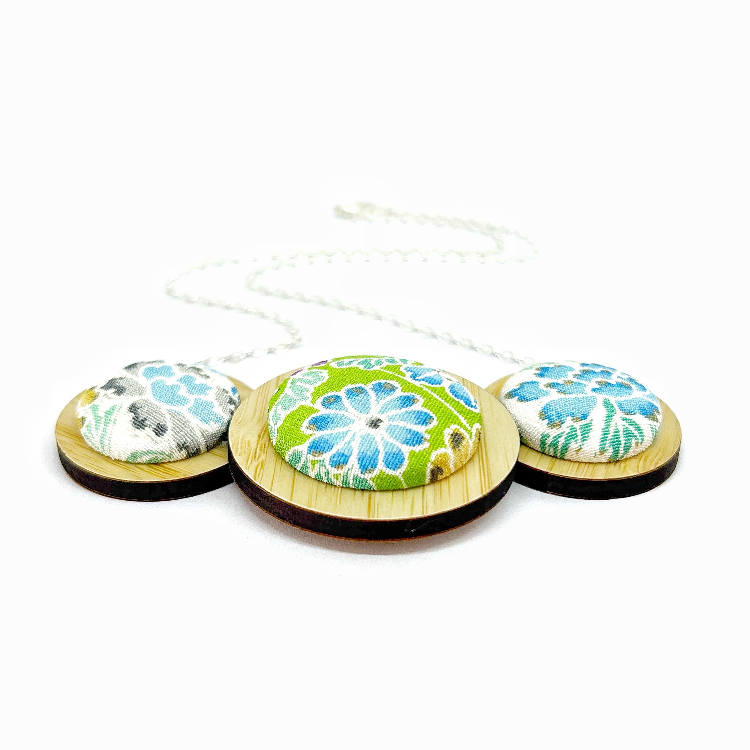 Three Disc Necklace - Small Green Hues